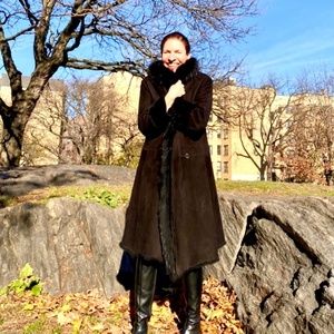 Nigel Preston & Knight long Black Shearling Coat M